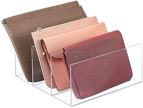 mDesign Plastic Purse and Handbag Organizer - Closet Storage System for Zipper Tote Bag, Purse, Clut | Amazon (US)
