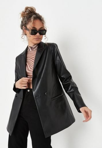 Missguided - Tall Black Faux Leather Blazer | Missguided (UK & IE)