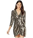 ASTR the label Women's Selene Surplice Crossover Dress, Gold Leopard Sequin, L | Amazon (US)