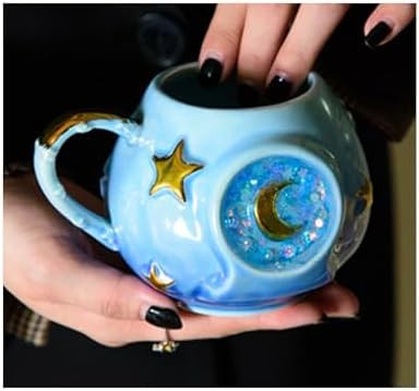 Handmade Coffee Cup 400ML with Fancy Tarot Star/Moon Design, Fashion Starry Sky Ice Coffee Cup, G... | Amazon (US)