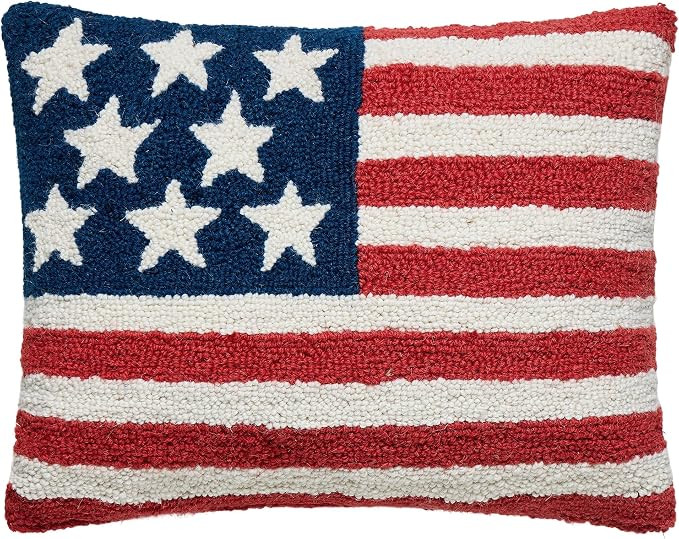 Pillow Shoppe American Flag Hand Hooked Wool Lumbar Pillow, 14x18 Inch Americana Throw Pillow for... | Amazon (US)