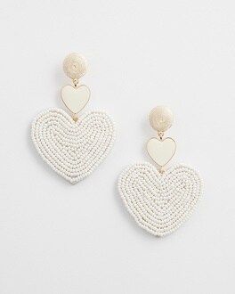 White Heart Seed Bead Earrings | Chico's