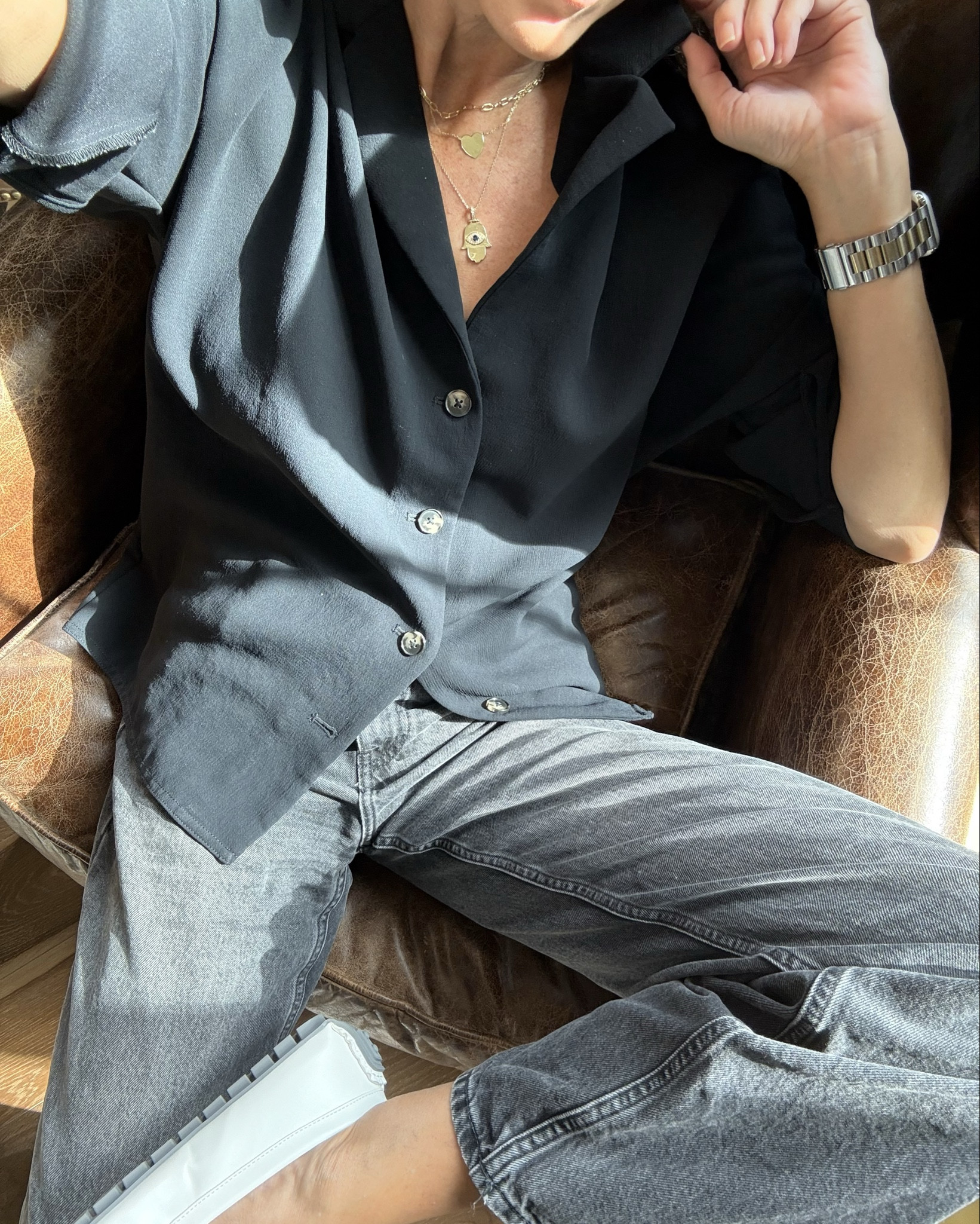 All black + Melinda Maria jewelry

✨✨Use promo code StephanieF to save sitewide✨✨ Makes the PERFECT gift too!!!

Loafers - SUPER comfy!! Run tts

Shirt - wearing small; roomy fit; I wear this nonstop, year round; also have in cream color 

Jeans are Zara but I linked more; highly recommend the Levi’s; I own in the ecru colored and just ordered in black; I size up for super relaxed fit - buy true size if you want a more of a fitted look 

#LTKFindsUnder100 #LTKStyleTip #LTKSeasonal