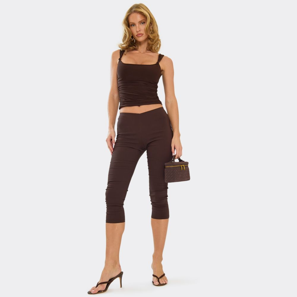 Dipped Waist Capri Leggings In Chocolate Brown | EGO (UK)