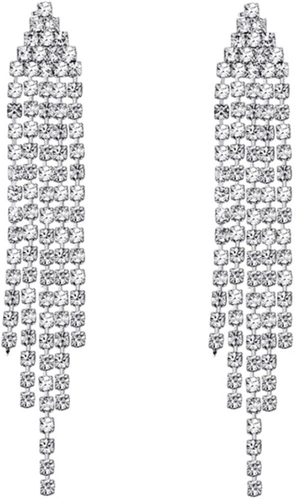 SELOVO Chandelier Tassel Dangle Linear Drop Earrings Party Jewelry Clear Austrian Crystal | Amazon (US)