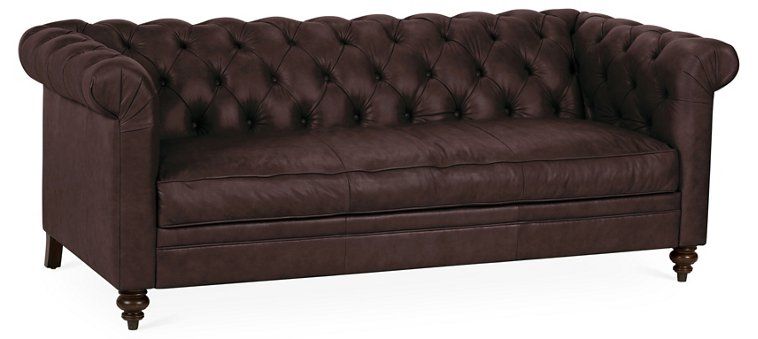 Rockport Chesterfield Sofa, Espresso Leather | One Kings Lane