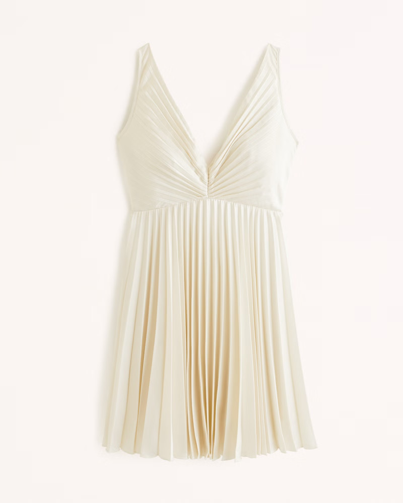Plunge Pleated Mini Dress | Abercrombie & Fitch (US)