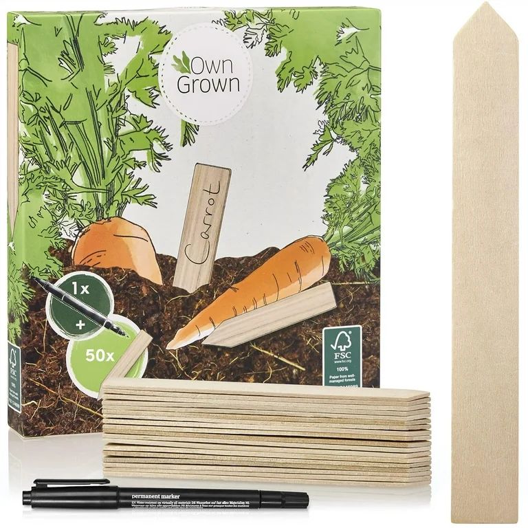 OwnGrown Wooden Arrow Plant Markers - 50 Plant Name Tags with Marker Pen for Gardening and Seedli... | Walmart (US)