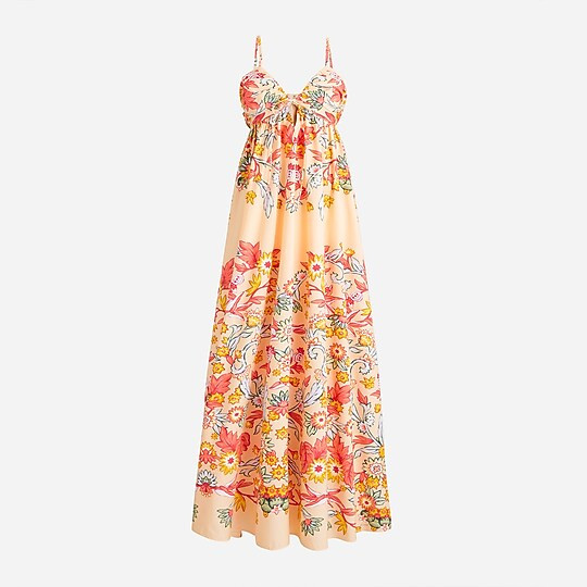 Keyhole cotton poplin maxi dress in placed floral | J. Crew US