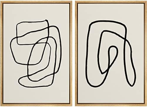 Amazon.com: SIGNWIN Framed Wall Art Print Set Black Lines Over Tan Plain Background Abstract Swir... | Amazon (US)