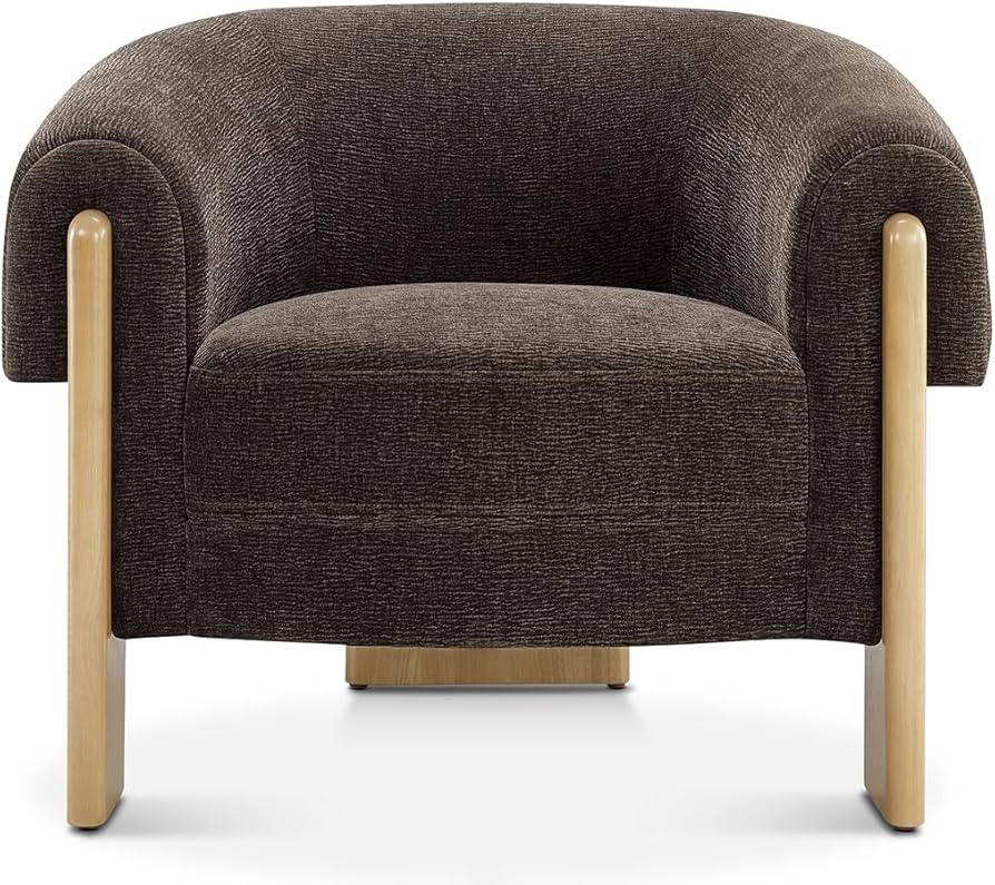 CHERS Mid-Century Modern Accent Chair, Upholstered Vintage Living Room Chairs with Wood Legs, Lux... | Amazon (US)