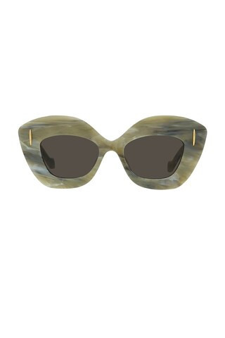 Loewe Anagram Sunglasses in Shiny Khaki Marble & Dark Brown - Green. Size all. | FWRD 