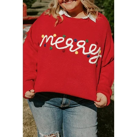 Redhotype Sparkling Merry Red Plus Size Sweater - Cozy Holiday Style! | Walmart (US)