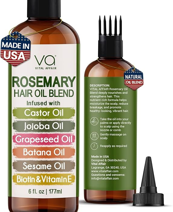 VITAL AFFAIR Blend Of Pure Rosemary Oil For Hair Growth With Castor, Batana, Jojoba Oil-Infused W... | Amazon (US)