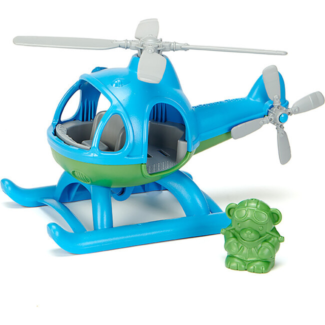 Green Toys: Helicopter Blue - Green Bear Pilot Character | Maisonette
