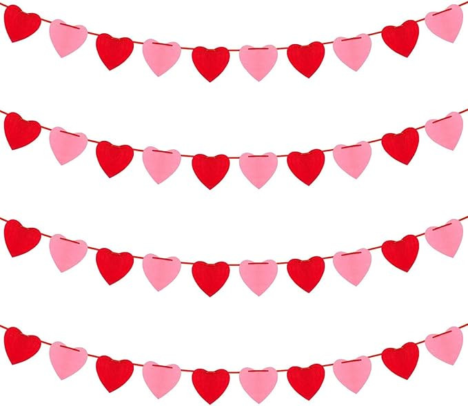 Valentines Day Decoration-3.9 Inches Valentine's Day Decor Heart Banner Pink&Red Pack of 80 NO DI... | Amazon (US)