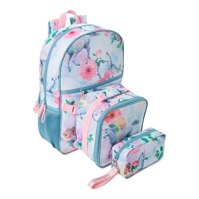 Wonder Nation Girl's Backpack with Lunch Bag 3-Piece Set Unicorn Dreams Teal | Walmart (US)