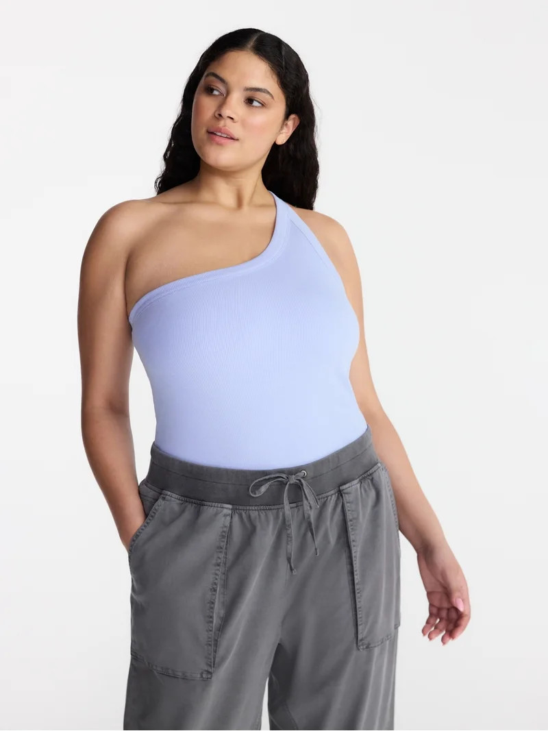 Avia Women's One Shoulder Ribbed Tank Top, Sizes XS-XXXL - Walmart.com | Walmart (US)