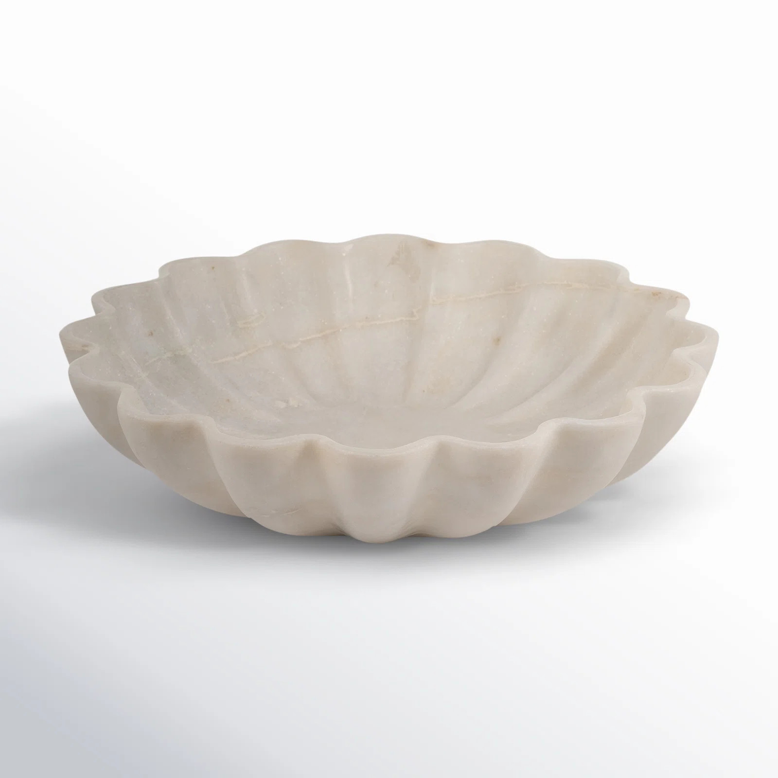 Calvin Marble, 12"D Shell Shaped Plate, White, Round | Wayfair North America