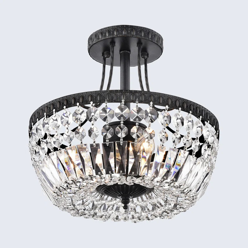 Jarrett 3 - Light 11.8" Chandelier Style Bowl Semi Flush Mount | Wayfair North America