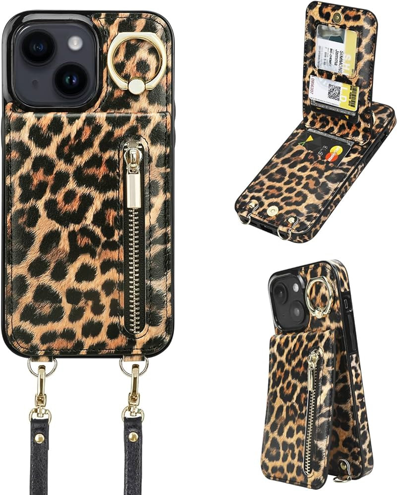 uCOLOR for iPhone 13/14/15 Wallet Case with Card Holders for Women, Crossbody Zipper Protective L... | Amazon (US)