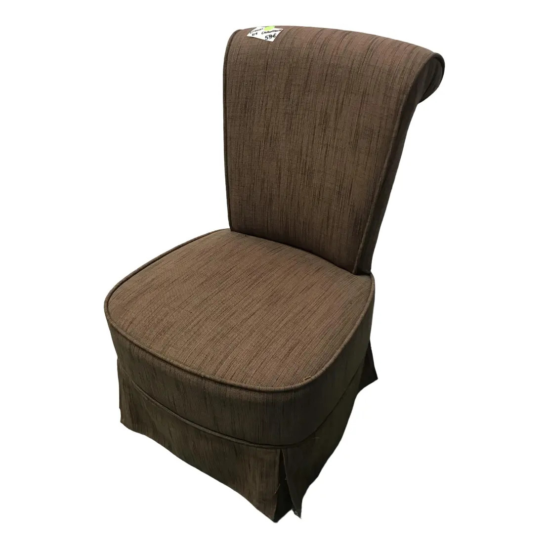 Vintage Brown Fabric Armchair | Chairish
