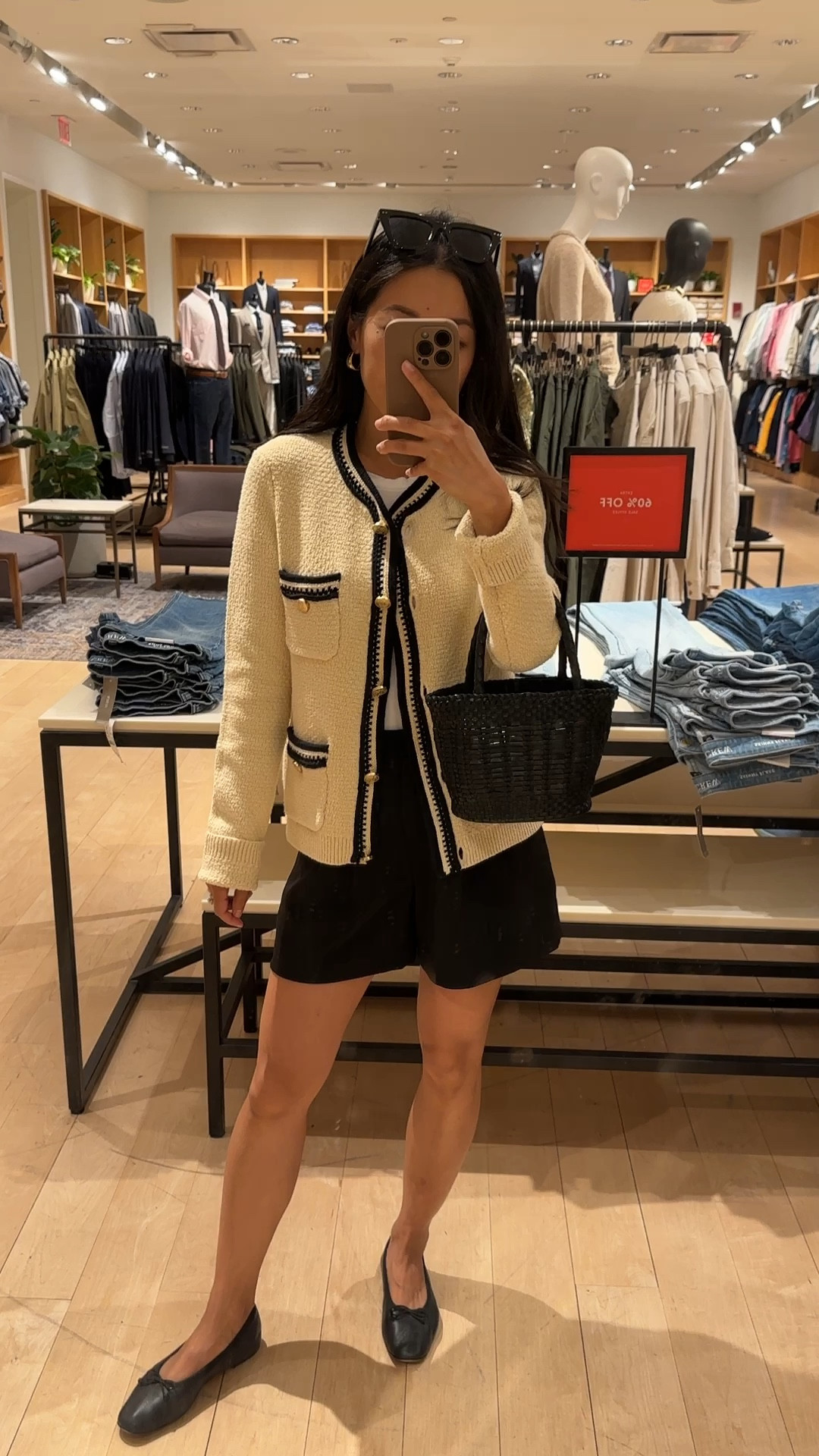 On sale - trying this beautiful textured sweater jacket

Only found XS in store and would need an xxs. Classic fit with a longer length than some of j.crew ‘s  other sweater jackets

Sleeves are long on me but I’d just wear them folded under to hide the extra length. 

• quince shorts 0 (tts, loose fit on me)

• jcrew ballet flats I got years ago but still available

• Amazon bodysuit tee Xs 

• jcrew woven bag old 

#LTKSeasonal #LTKworkwear #LTKfindsunder100