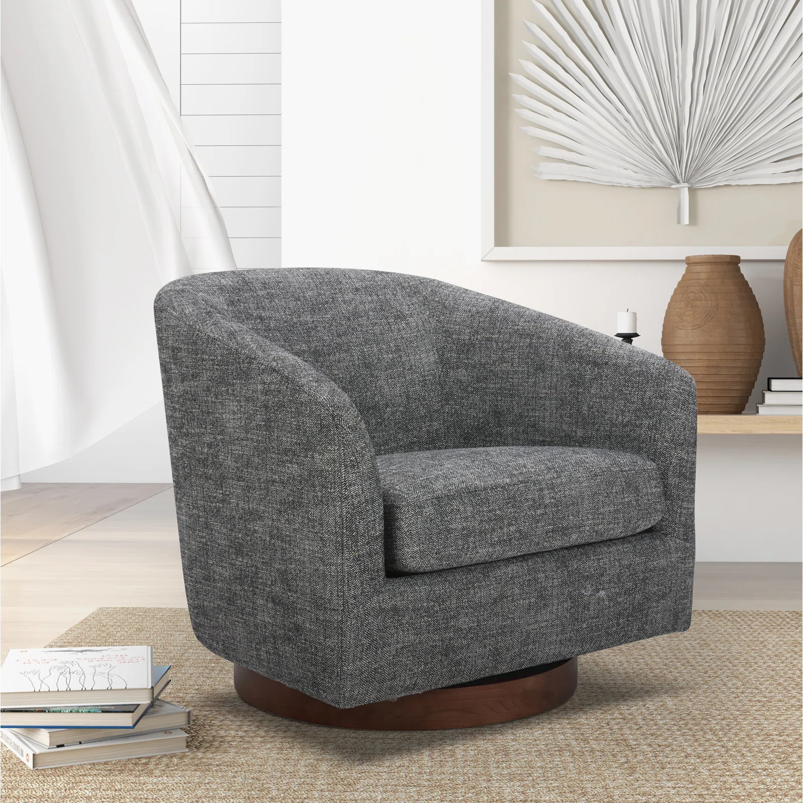 Bennett Upholstered Swivel Barrel Chair | AllModern
