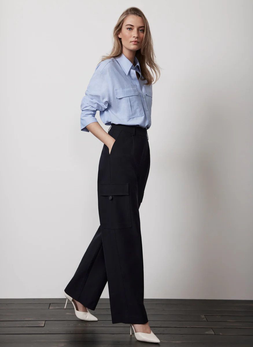 Navy Tailored Cargo Trousers | Mint Velvet