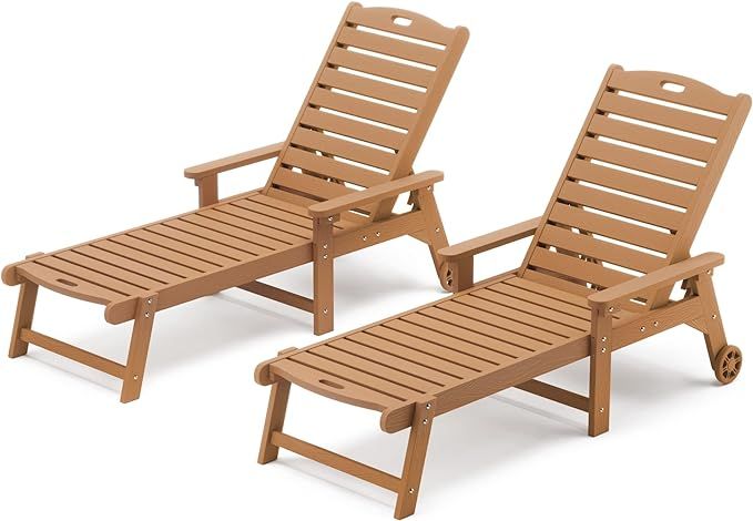LUE BONA Outdoor Chaise Lounge Chairs Set of 2, HDPS Material, 3-Year Warranty, Patio Lounge Chai... | Amazon (US)