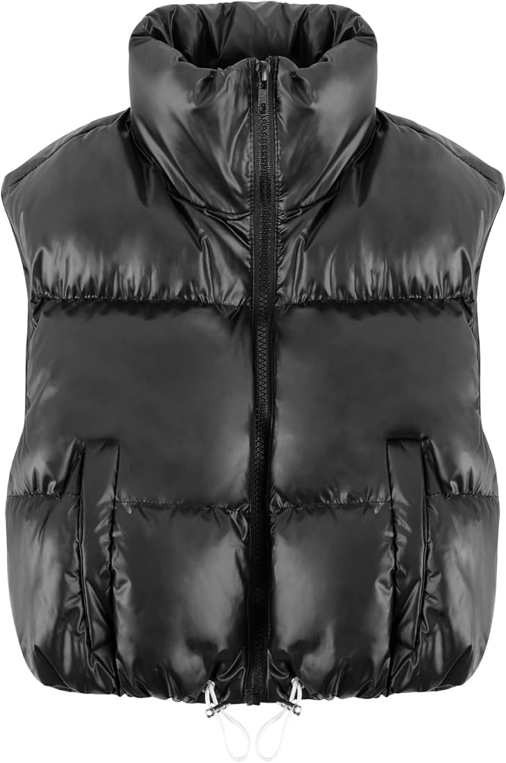 Gihuo Women's Crop Puffer Vest Zip Up Stand Collar Winter Sleveless Short Vest Gilet | Amazon (CA)