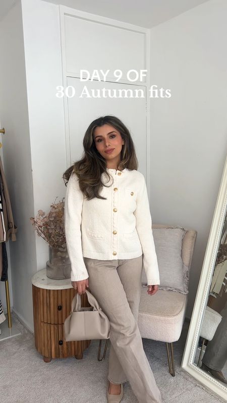 30 days of autumn outfits, day 9 🍂. i feel like this outfit leans more into transitional outfits going into fall.

30 days of outfits, autumn outfit ideas, autumn outfits, autumn fashion, knit cardigan, autumn outfit inspo, uk fashion OOTD, knit cardigan, monochrome look

Fall styling video, 30 days of autumn outfits, 30 days of outfits challenge, 30 days of fall fits 

White Knit cardigan with gold buttons, H&M cardigan, brown straight cut jeans, Abercrombie & fitch jeans, point kitten heels, leather polene handbag, modest fashion, fall outfit inspo, autumn outfit inspo, transitional outfit inspo, fall fashion trends, cardigan, knit cardigan, modest fashion 

#LTKU #LTKVideo #LTKeurope