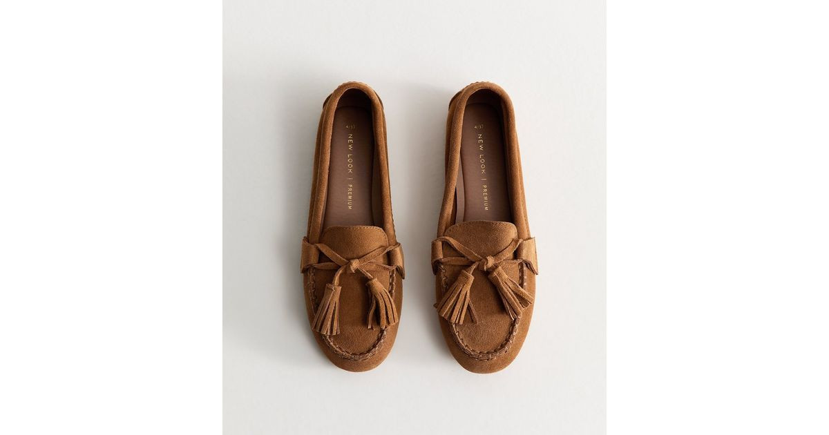 Women's Premium Real Suede Tan Tassel Loafers  New Look | New Look (UK)