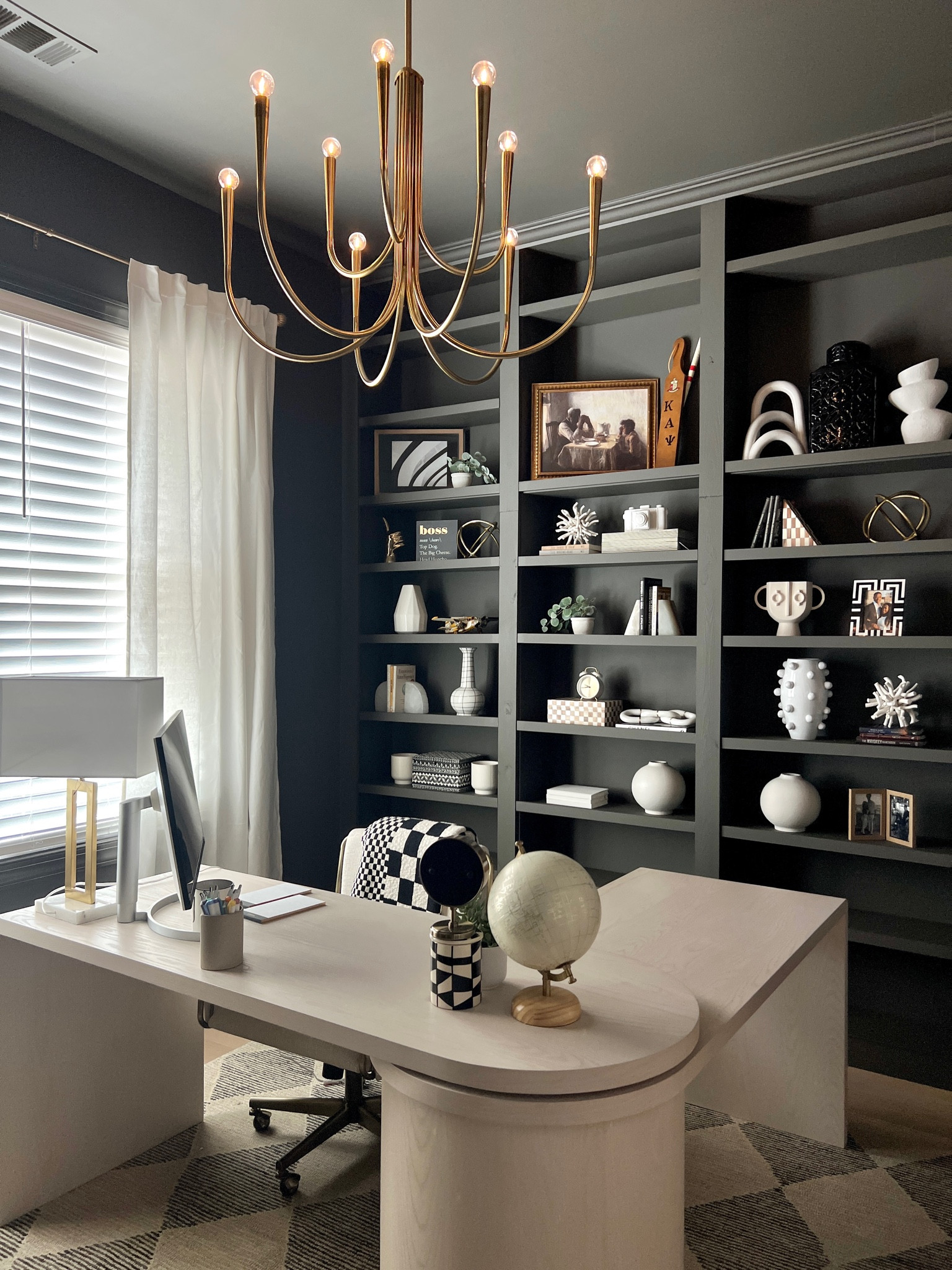 Office Furniture #OfficeFurniture #OfficeDesk #BrassLighting 

#LTKHome