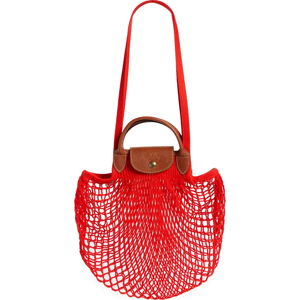 Longchamp Le Pliage Filet Knit Shoulder Bag in Red at Nordstrom Rack | Nordstrom Rack