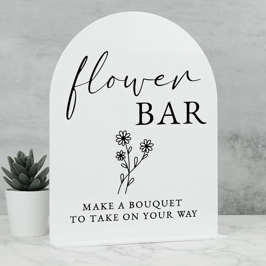 Acrylic Flower Bar Sign- 8"x10" White Arch Acrylic Sign and Base,1/8" Thick | Modern Calligraphy ... | Amazon (US)
