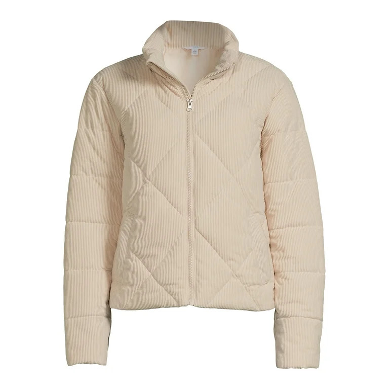 Time and Tru Women's Short Corduroy Puffer Jacket | Walmart (US)