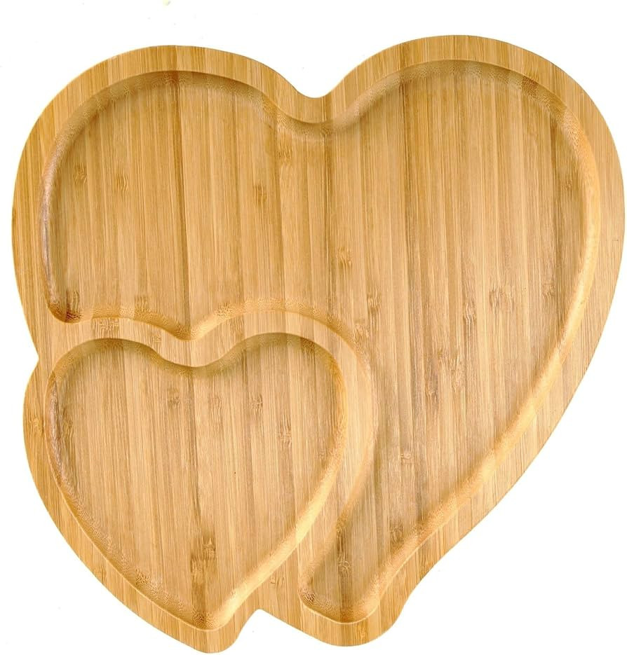 BinaryABC Heart Shaped Charcuterie Board Wood Serving Platters and Trays Side Dish Serving Trays,... | Amazon (US)