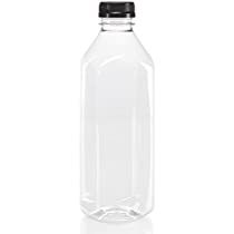(6) 32 oz. Clear Food Grade Plastic Juice Bottles with Black Tamper Evident Caps (6/Pack) | Amazon (US)