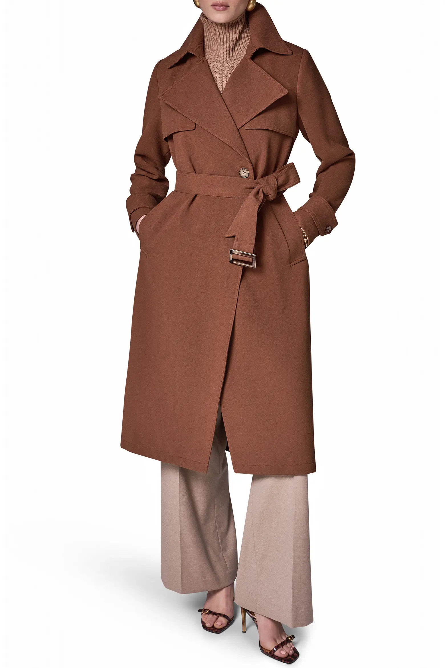 Donna Karan New York Belted Long Raincoat (Women) | Nordstrom | Nordstrom