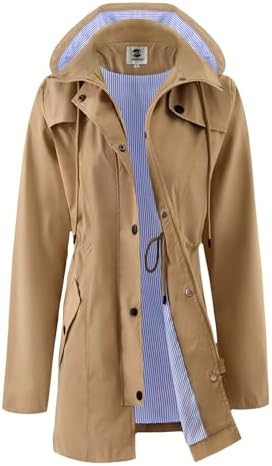 SaphiRose Women's Long Rain Jacket Waterproof Rain Coat with Hood Outdoor Light Raincoats Windbre... | Amazon (US)