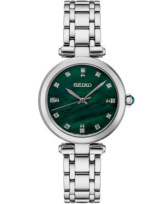 Seiko Women's Diamond (1/8 ct. t.w.) Stainless Steel Bracelet Watch 30mm - Macy's | Macy's