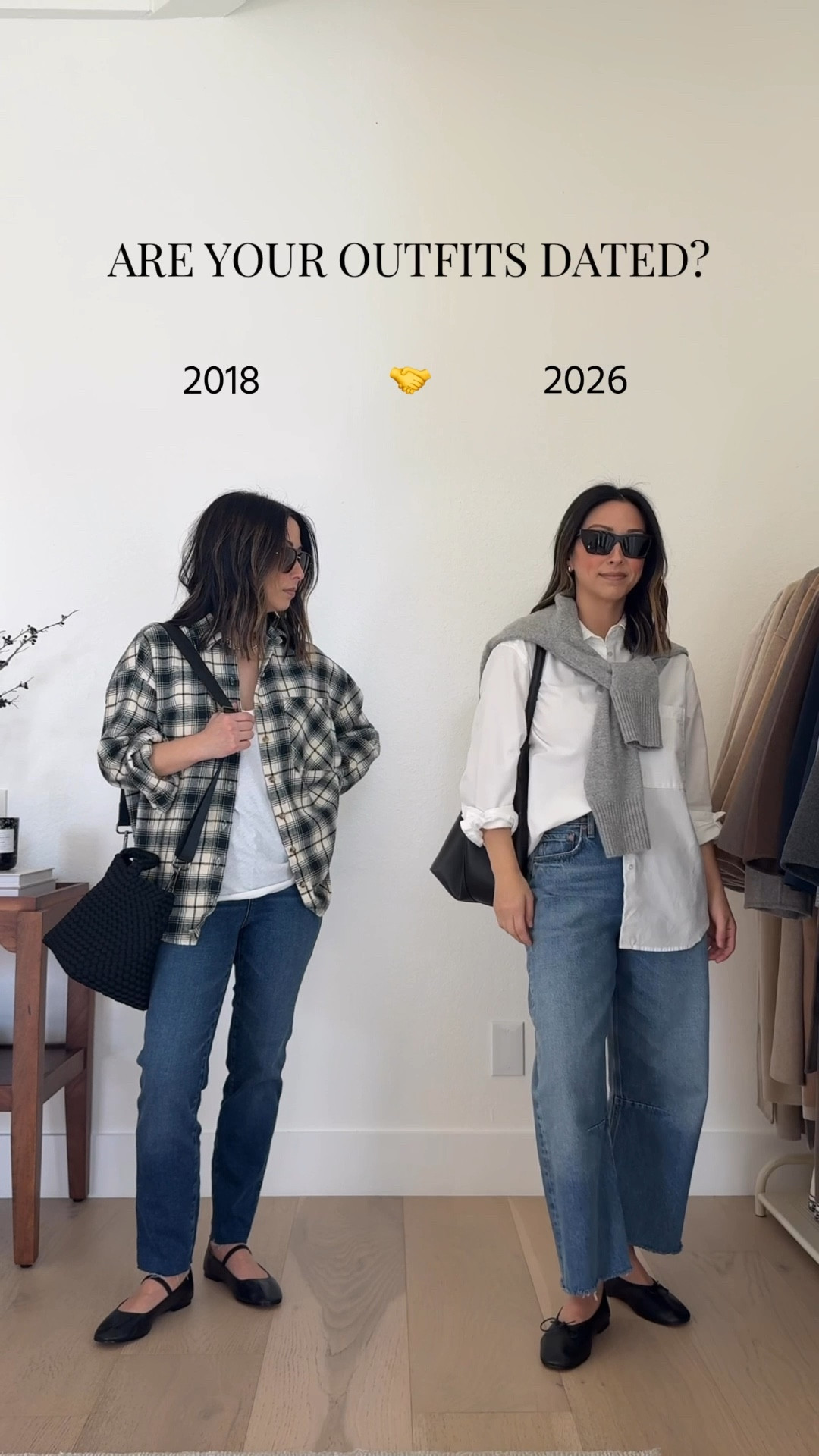 Update your flannel shirt outfits. Also, use this as a rule of thumb with button-downs: buttoned-up is always more elevated.  You can wear them unbuttoned when temps are hot and you're using it as a layer.

AYR Shirt xs
Everlane cashmere sweater xs
Citizens Of Humanity Miro Jeans 24 - run big, cut hems
Everlane Flats 5
Mansur Gavriel tote 
YSL Sunglasses
Quince earrings
Dorsey James necklace 15"


#LTKPetite