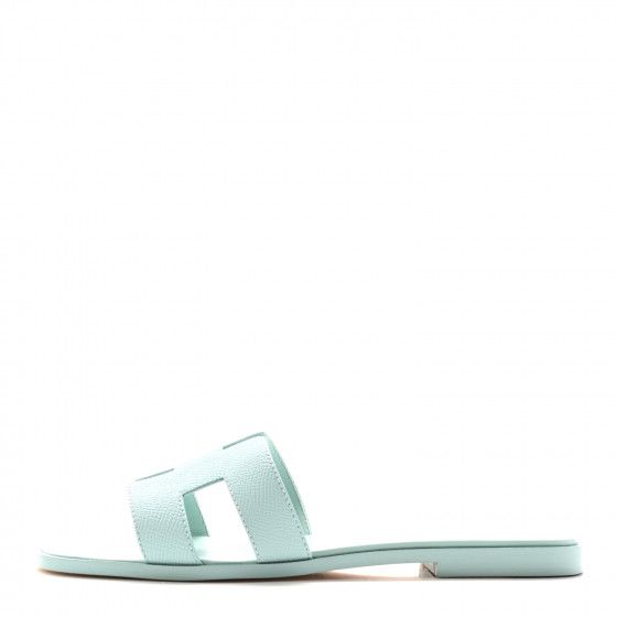 HERMES Epsom Oran Sandals 38 Vert Embrun | Fashionphile