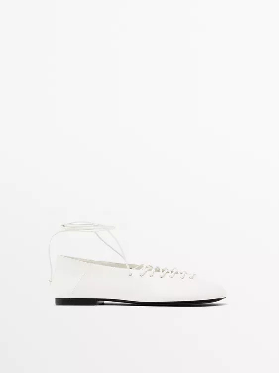Lace-up ballet flats | Zara US