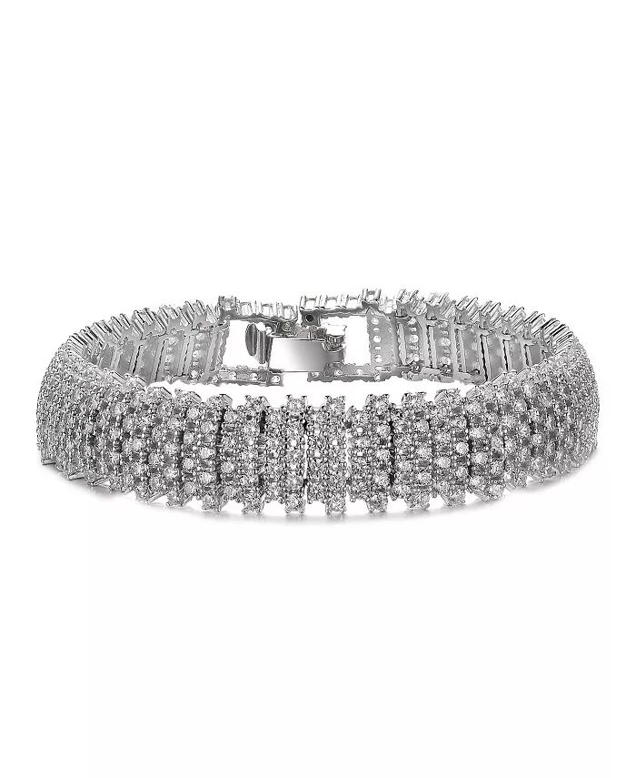 Exquisite White Gold-Plated Link Bracelet | Macy's
