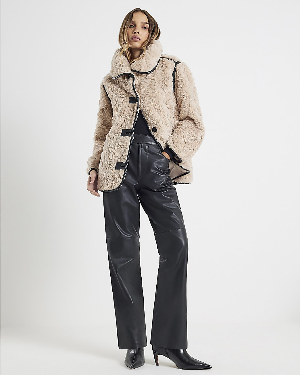 Cream Faux Fur Swing Coat | River Island UK & IE