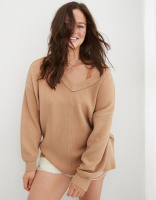 Aerie Wonder Textured V-Neck Sweatshirt | Aerie
