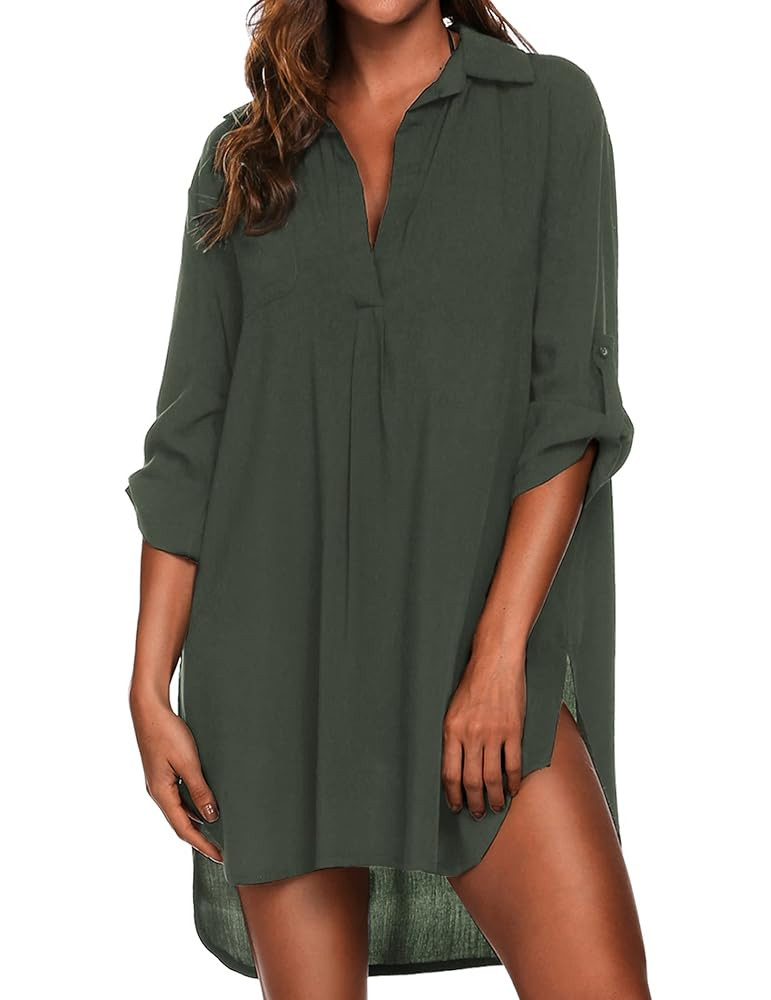 Ekouaer Beach Cover Ups for Women V Neck Bathing Suit Cover Up Bikini Swimsuit Coverup Beach Dres... | Amazon (US)