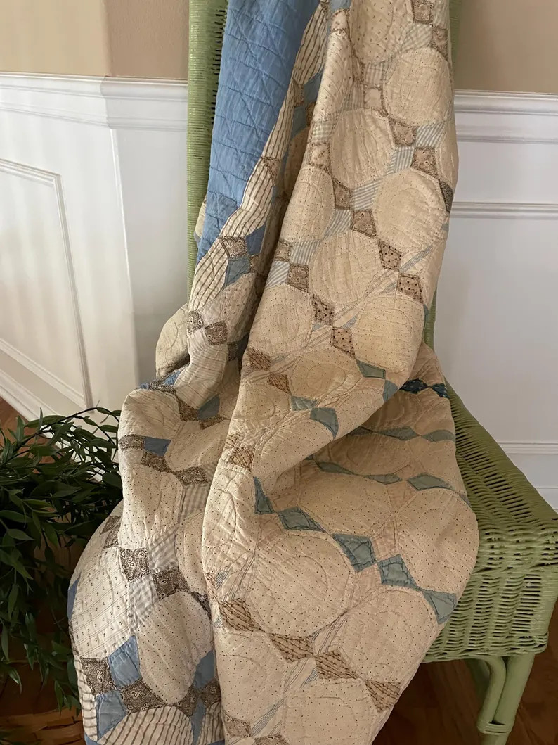 Vintage Snowball Hand Stitched Quilt Primitive Antique Farmhouse Cottage Core Unique and BEAUTIFU... | Etsy (Global)